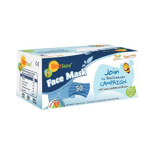 Cranberry 2100B BeeSure Earloop Face Masks 3-Ply Latex Free ASTM Level 2 Blue 50/Bx Cranberry 2100B BeeSure Earloop Face Masks 3-Ply Latex Free ASTM Level 2 Blue 50/Bx